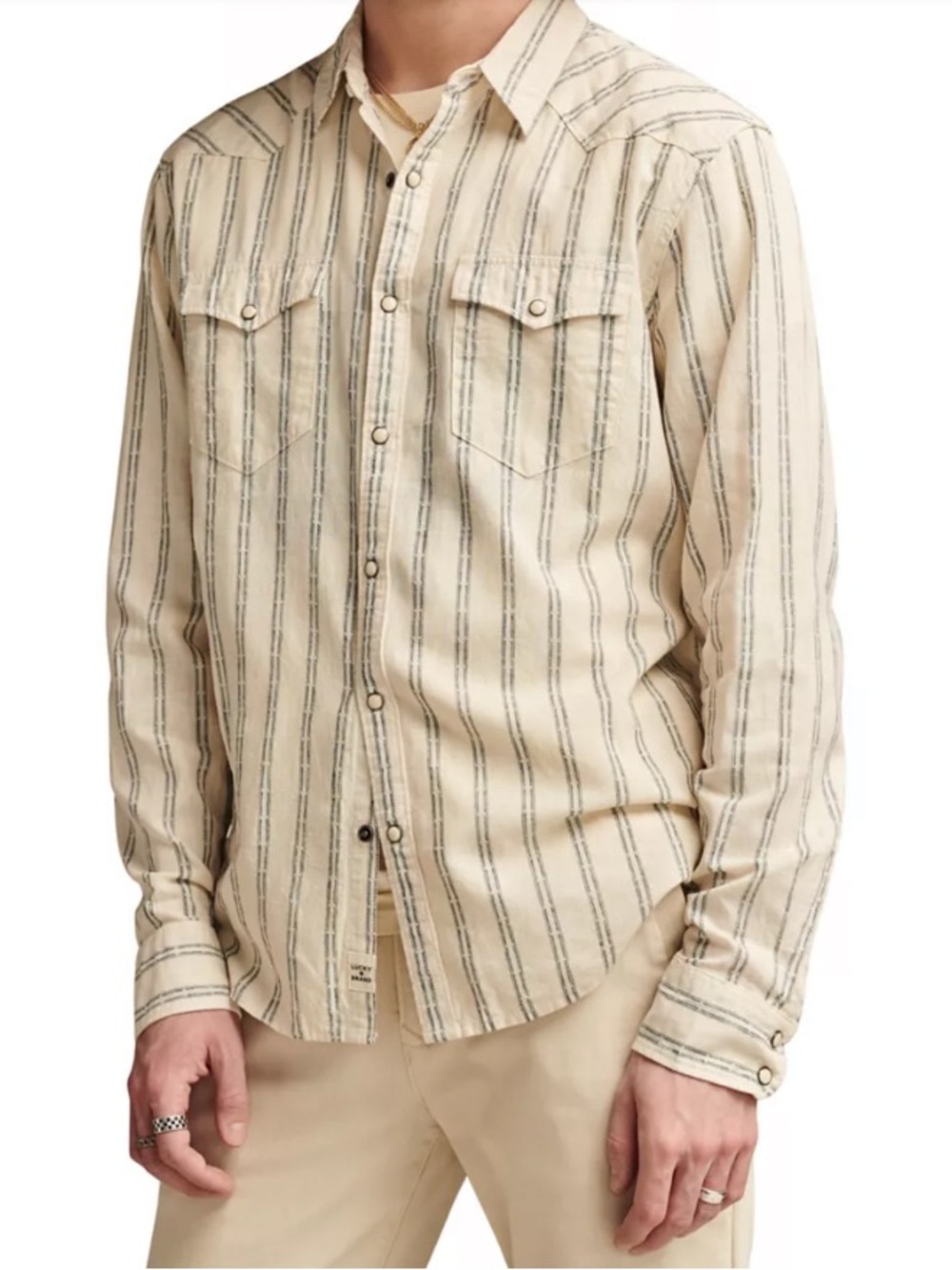 Lucky Brand Big & Tall Long Sleeve Striped Mesa Western Button Down Shirt 3XLT